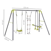 HOMCOM, loc de joaca copii, metal, 295x138x180 cm, verde(m-3)