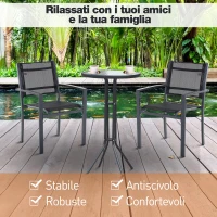 Outsunny Set 2 Scaune de Exterior din Otel si Textilen Negru(m-3)
