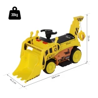 Homcom Excavator Jucarie de Calarit cu Lopata si Grebla Electrica pentru Copii Galben(m-3)