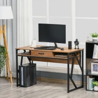HOMCOM Birou pentru computer, Modern in Stil Industrial MDF, 120x60x76 cm, Maro(m-11)
