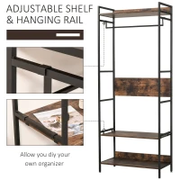 HOMCOM Cuier de perete cu suport de pantofi si rafturi stil industrial 80x40x200cm(m-6)