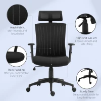 Vinsetto Scaun de Birou Ergonomic cu Tetiera si Suport Lombar 65x63x119-129cm(m-8)