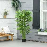 HOMCOM planta artificiala de bambus, cu ghiveci, 160cm, verde(m-4)