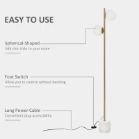 HOMCOM lampa de podea cu 2 abajururi, 35x35x165 cm, aurie(m-5)