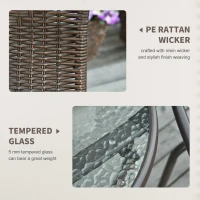 Outsunny set masa pliabila si scaune, din otel si ratan, maro(m-6)