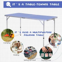 Outsunny Masa Pliabila Multifunctionala de Camping cu Plasa de Ping Pong 160 x 80 cm(m-5)