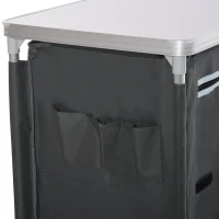 Outsunny Mobilier de Bucatarie de Camping cu 3 Etajere si Geanta de Transport Gri(m-10)