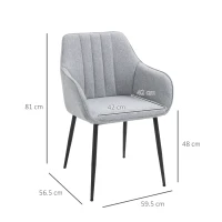 Homcom Set 2 Scaune Gri – Tapitate pentru Bucatarie sau Living(m-3)