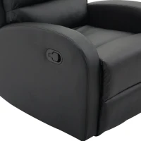 Homcom Fotoliu Relax – Rabatabil cu Taburet, Piele Ecologica Negru(m-10)