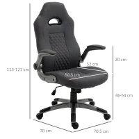 Vinsetto scaun ergonomic de birou si gaming, tapitat textil, gri(m-3)