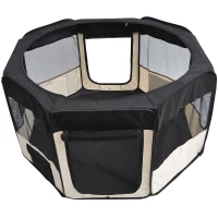PawHut Box per Animali Cani Gatti recinzione per Cuccioli pieghevole, bianco-nero, 125x48x58cm(m-3)