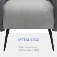 HOMCOM Fotoliu Modern pentru Dormitor Sufragerie Tesatura Gri 72x81x86cm(m-6)