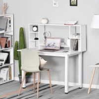 HomCom birou cu rafturi, lemn, 120x60x125 cm, alb(m-2)
