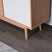 Homcom Mobilier Dulap cu Usi Basculante Comoda Design Nordic Lemn Stejar Alb 145 x 30 x75 cm(m-6)