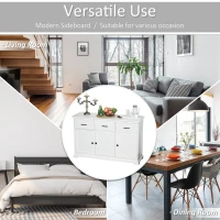 HOMCOM Dulap de bucatarie din lemn alb cu design anti-rasturnare 136x42.5x86 cm(m-5)