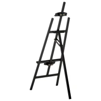 Homcom Sevalet pentru Pictura in Lemn cu Inaltime si Inclinatie Reglabila, Negru, 46x60x140cm(m-4)