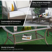 Outsunny Set Masa Scaune Canapea de Exterior Mobilier de gradina din Ratan Maro(m-7)