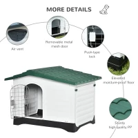 PawHut Casuta pentru caini in Plastic cu Usa si Fereastra 91x69x66cm Verde/Negru/Alb(m-7)