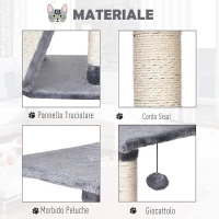 PawHut Ansamblu pana la 5 kg, Franghie Sisal, Gri 40x40x98cm(m-8)