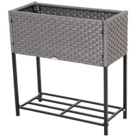 Outsunny vas de flori, cu raft, 70x30x72cm, gri(m-1)