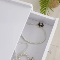 HOMCOM Set de toaleta cu usa glisanta 2 sertare compartimente de depozitare scaun tapitat(m-5)