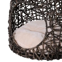 PawHut Pat pentru pisici din Nuiele Maro cu Perna Φ49 x 46 cm(m-8)