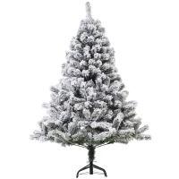 Homcom Brad de Craciun Artificial cu Zapada 140cm Verde si Alb Ф78cm(m-9)