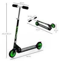HOMCOM Trotineta pentru Copii Pliabila din Aluminiu, Negru si Verde(m-3)