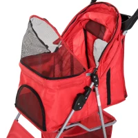 PawHut Carucior pentru Animale de Companie Pliabila, Rosu, 75 x 46 x 94 cm(m-9)