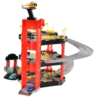 HOMCOM Pista de Alergat jucarie garaj masinuta elicopter ascensor copii 3+ ani(m-4)