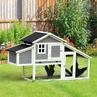 PawHut Cotet din Lemn pentru Exterior Casuta pentru Gaini si Spatiu Deschis Ingradit(m-2)