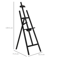 Homcom sevalet Pictura Studio – Lemn Negru, Reglabil Profesional(m-3)