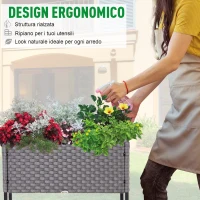 Outsunny vas de flori, cu raft, 70x30x72cm, gri(m-5)