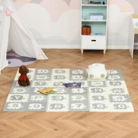 HOMCOM covor puzzle litere si cifre,182.5x182.5x1cm gri(m-2)