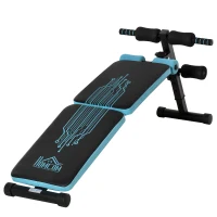 Homcom Banca multifunctionala pentru abdomene Spatar reglabil, 144x53x45-60 cm, Albastru/Negru(m-1)