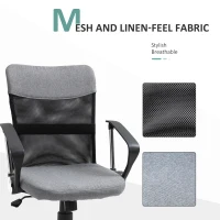 Vinsetto Fotoliu de Birou din Material Textil Gri Rotativ si Ergonomic(m-8)
