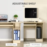HOMCOM Birou PC pentru Birou cu Rafturi, Sertare si Polita Superioara din Lemn, 125x60x74 cm(m-7)
