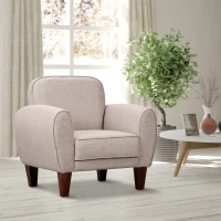 HomCom Fotoliu Clasic cu Brat captusit in Tesatura de Lin, Crem, 84x65x82.4cm(m-1)