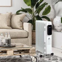 HOMCOM Radiator cu Ulei cu 9 Elementi, Temperatura Reglabila, 3 Nivele de Incalzire si Timer, 42.5x24x63cm - Alb(m-2)