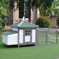 PawHut cotet din lemn de pin, 196x76x97cm, gri(m-2)