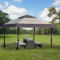 Outsunny Foisor de Gradina Pliabil 3,96x3,96m din Metal Kaki(m-2)