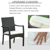 Outsunny Set 4 Scaune de Gradina si Masa cu blat d Sticla Mobilier Ratan PE(m-6)