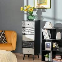 HOMCOM Mobila Comodă cu 5 sertare Mobilier modern pentru casa dimensiune 39.5x39.5x110 cm(m-2)
