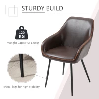 HOMCOM Scaun Stil Industrial, Piele ecologica/Metal, 61x58x84cm, Maro(m-6)