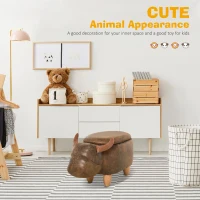 HOMCOM Pouf Cutie Suport pentru picioare in Forma de Bivol Capitonat 62x35x36cm Maro(m-4)