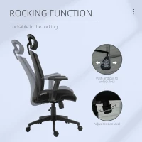 Vinsetto Scaun de Birou Ergonomic cu Tetiera si Suport Lombar 65x63x119-129cm(m-4)