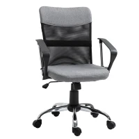 Vinsetto Fotoliu de Birou din Material Textil Gri Rotativ si Ergonomic(m-1)