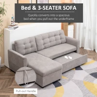 HOMCOM Canapea Extensibila pe Colt 3 locuri cu Sezlong Compartiment din Material Textil(m-5)