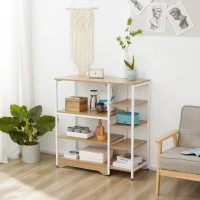 HOMCOM Raft pentru Bucatarie Economie de Spatiu Dulap cu 7 Rafturi din Metal Lemn(m-2)