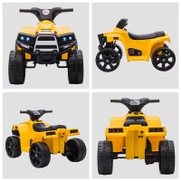 HOMCOM Quad ATV electric cu lumini si claxon 6V, 3 km/h, copii 18-36 luni, Negru/Galben(m-8)